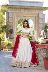 White Colour Vichitra Silk With Sequins And Thread Embroidery Work Wholesale Online Lnb1411